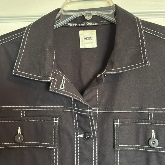 Vans In The Know women’s black canvas jean jacket size medium - Picture 2 of 8